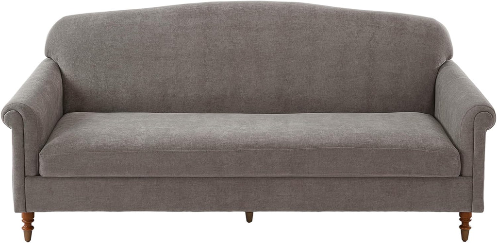 Christopher Knight Home Sola 77.5'' Modern Chenille Upholstered Loveseat Sofa with Rolled Armrest and Rubberwood Frame, 2-Seater Home Sofa Living Room, Comfy Couch for Hotel/Apartment, Brown