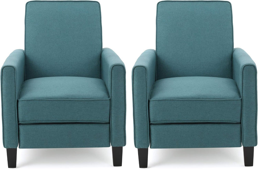 Christopher Knight Home Emmie Fabric Recliner (Set of 2), Dark Teal, Dark Brown