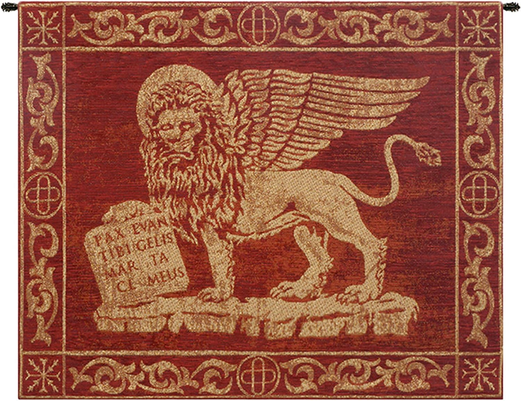 Charlotte Home Furnishings Inc. Leone Rosso Italian Tapestry Wall Hanging 20 X 26 Inch Viscose Cotton & Polyester Blend Wall Art Perfect for Home Decor & Wall Decor By Alberto Passini