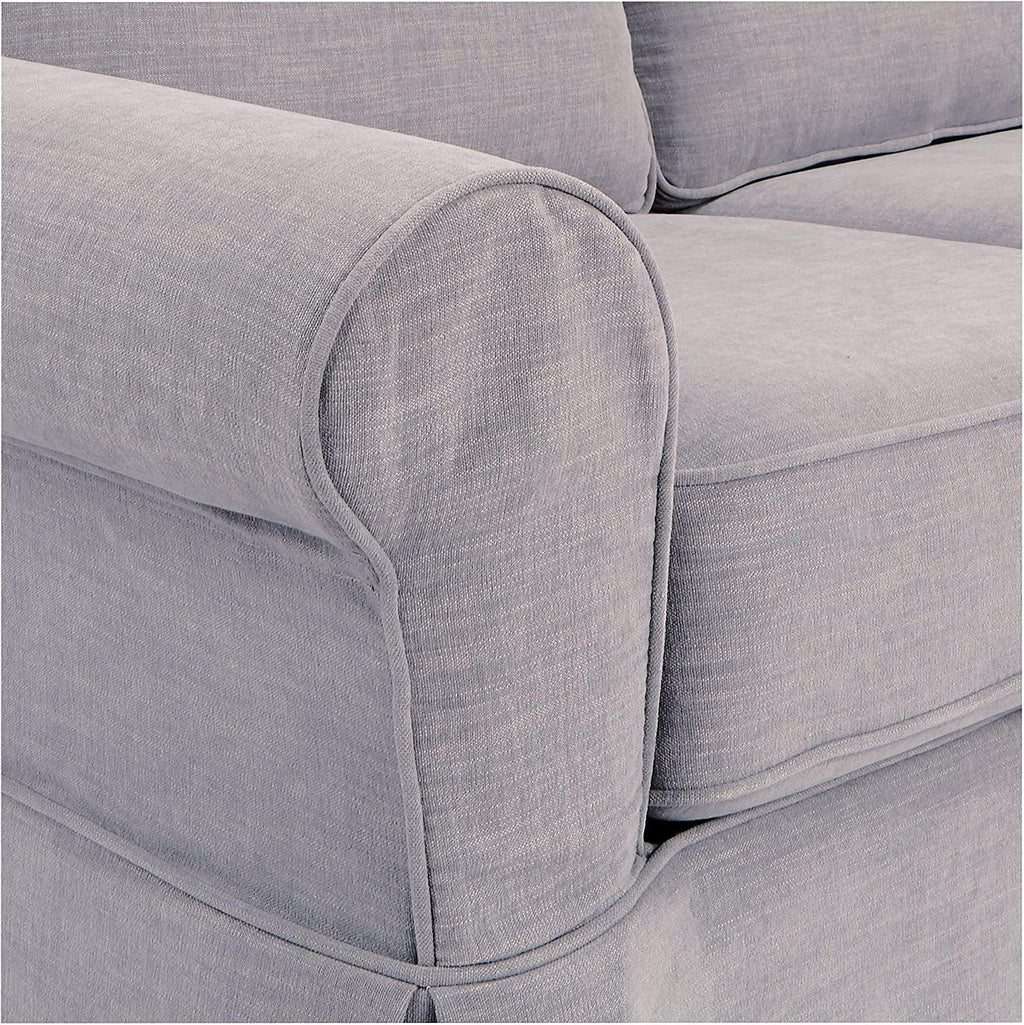 OSP Home Furnishings Ashton Rolled Arm Chair with Slipcover, Fog Grey
