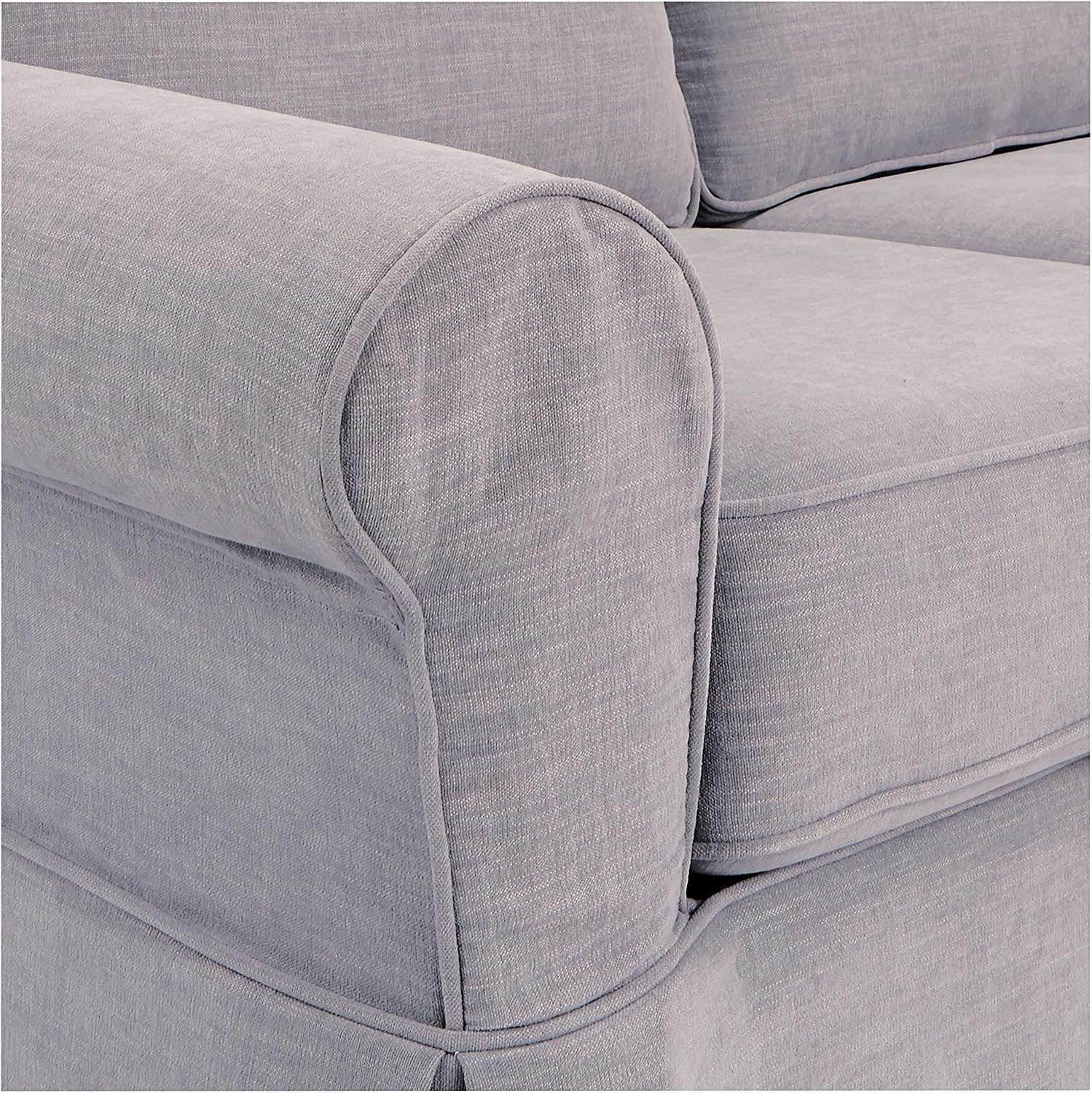 OSP Home Furnishings Ashton Rolled Arm Chair with Slipcover, Fog Grey