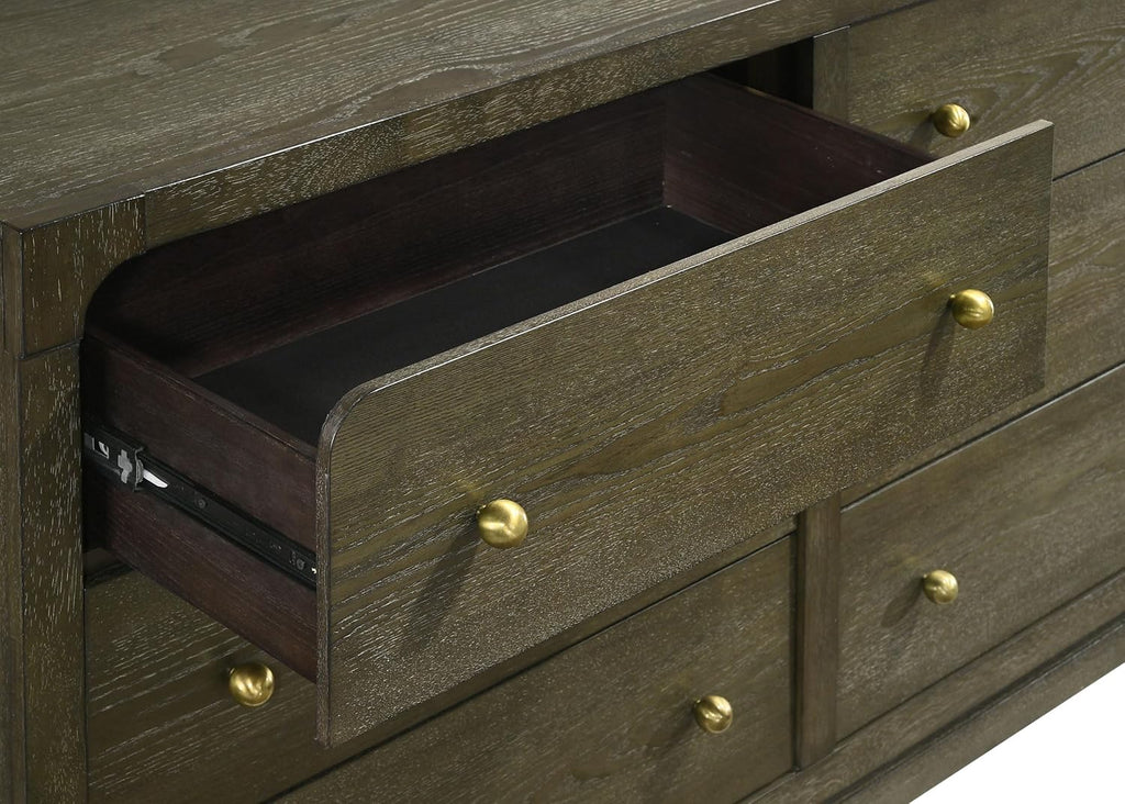Coaster Home Furnishings - Gran Park - Wood - 6-Drawer Dresser with Brass Knobs, Felt-Lined Top, Rectangular Structure, Ball-Bearing Glides, Modern Classic Style - Bedroom - Dark Cocoa - 224933