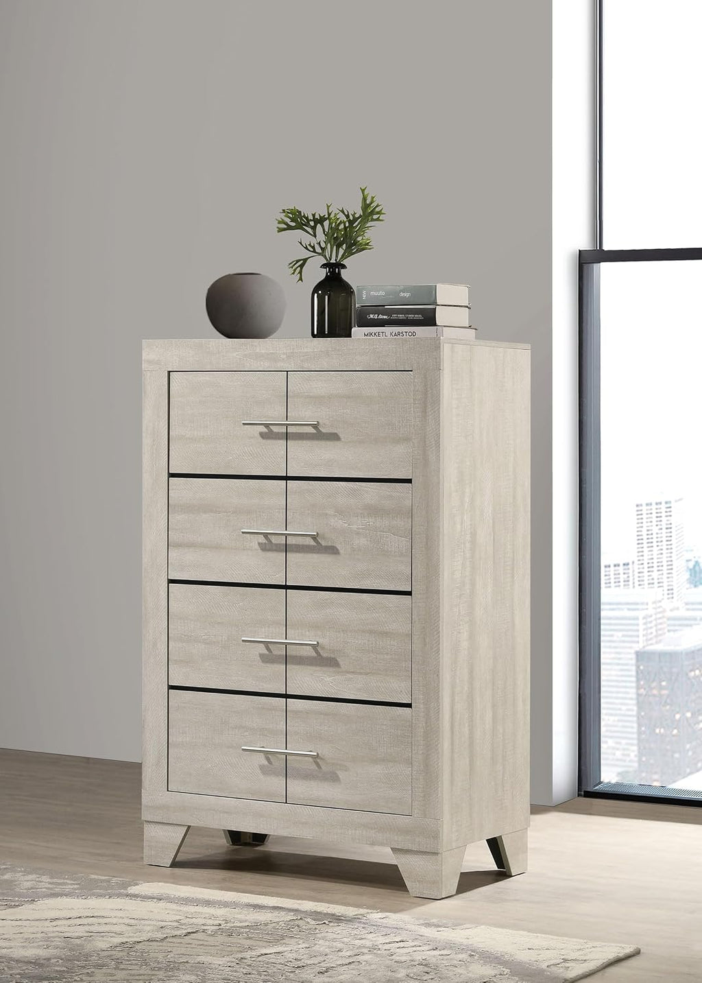 Coaster Home Furnishings - Trenton - Wood - 4-Drawer Chest of Drawers with Nickel Handles, English Dovetail Joinery and Metal Glides - Contemporary - Bedroom - Rustic Cream - 225065
