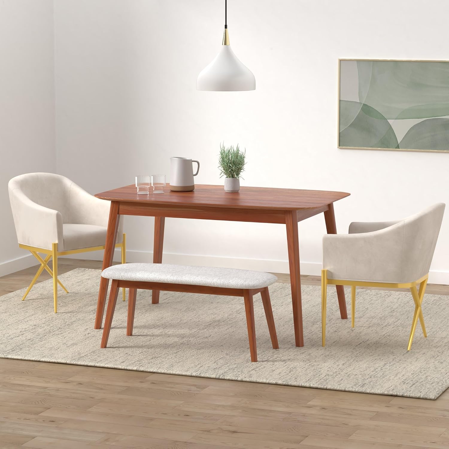 Meridian Furniture Xavier Collection Modern | Contemporary Velvet Upholstered Dining Chair with Sturdy Steel X Shaped Legs, 25.5' W x 24.5' D x 31.5' H, Cream
