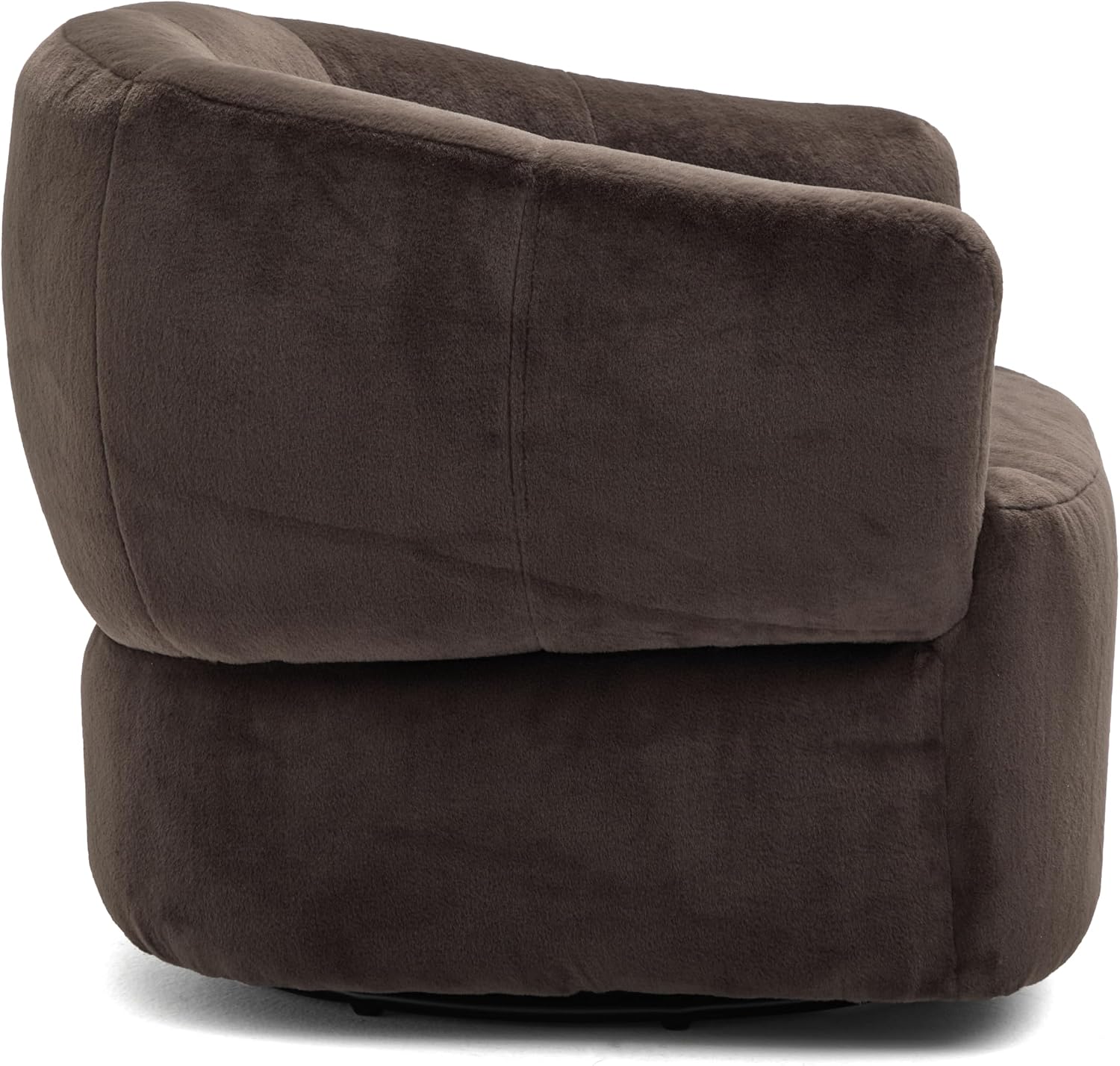 Christopher Knight Home Manie Plush Fabric 360° Swivel Accent Chair, Solid Wood Living Room Swivel Barrel Chair, Rotating Single Lounge Sofa, Comfy Reading Armchair, Dark Brown
