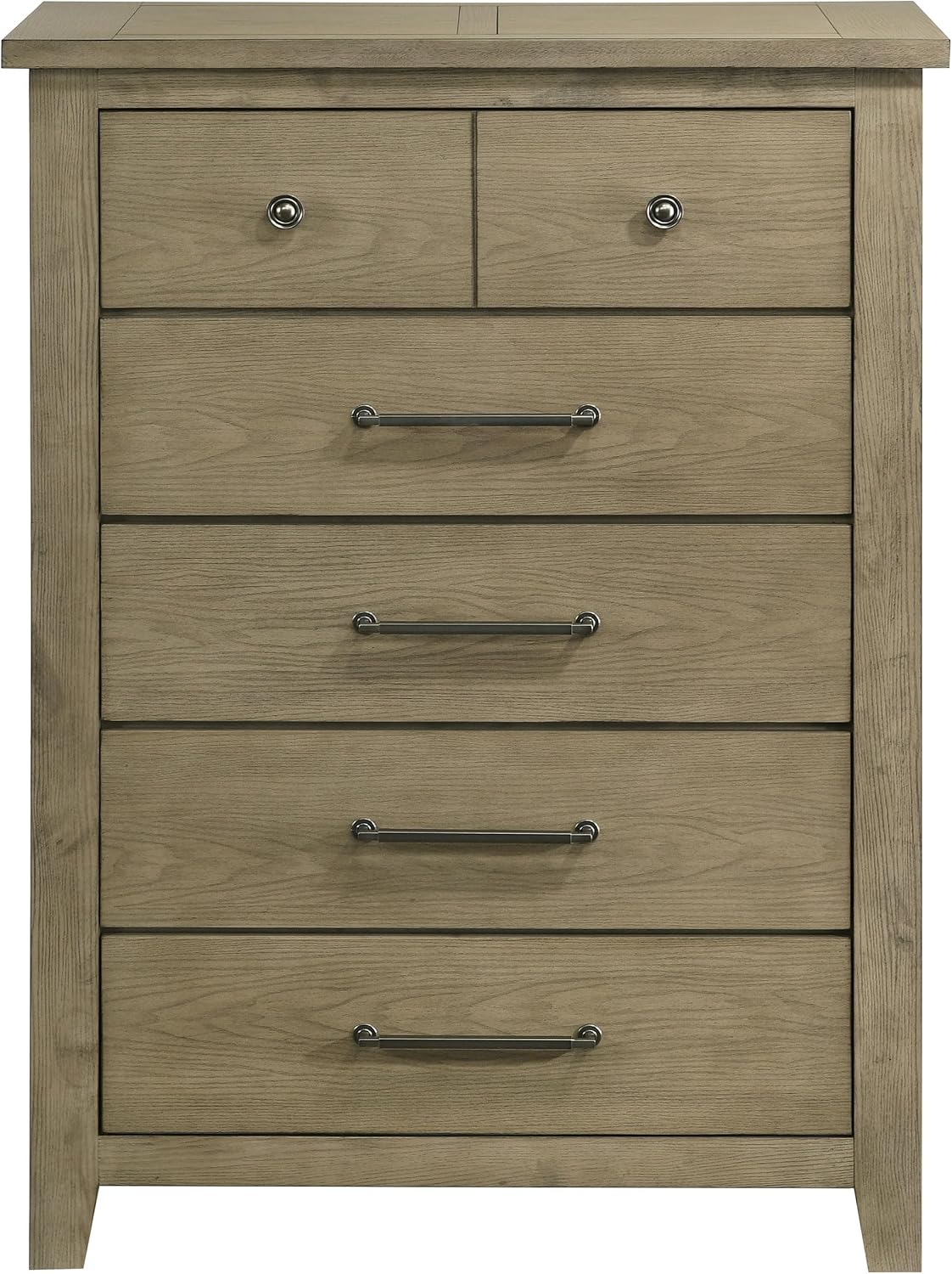 Coaster Home Furnishings - Hazlewood - Wood - 5-Drawer Chest with Bar Pull Handles, Full Extension Glides, Rustic Style and Tip-Over Restraint - Bedroom - Vineyard Oak - 207535