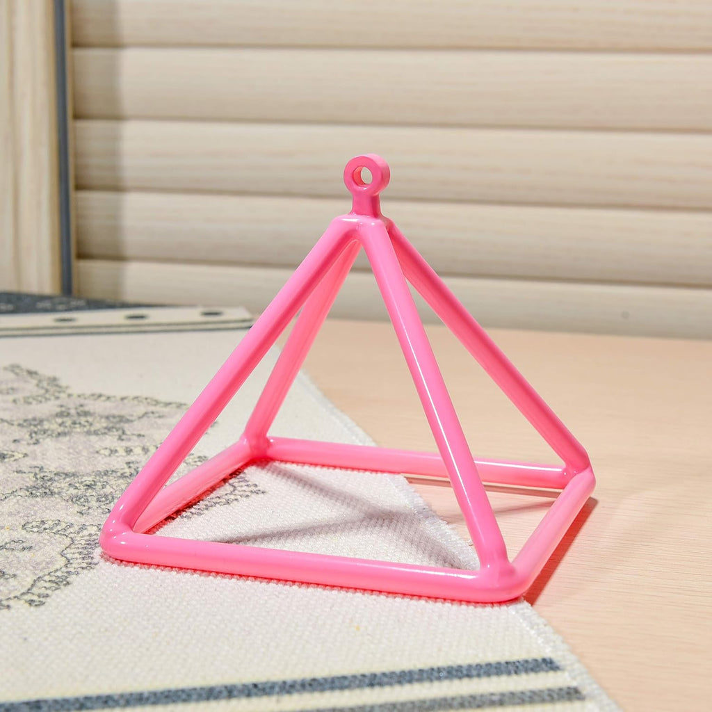 TOPFUND 10 inch Pink Crystal Singing Pyramid with Synthetic Leather Carrying Case and Quartz Suede Mallet
