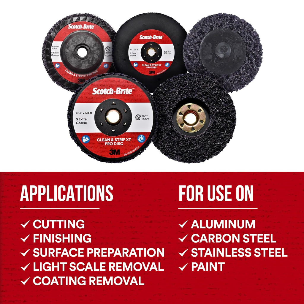 3M Scotch-Brite Clean and Strip XT Pro Disc, XO-DC, SiC Extra Coarse, 6 in x 1/2 in, Pack of 15, Silicon Carbide Cuts Aggressively and Leaves a Fine Finish, Resists Loading, Purple
