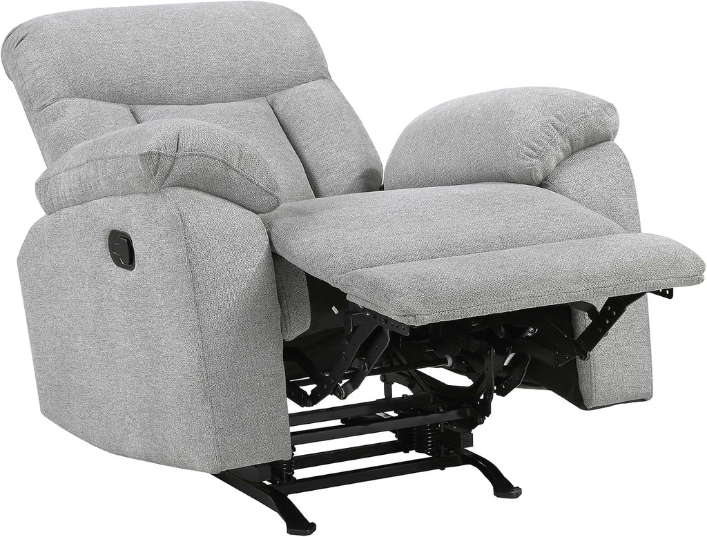 Lexicon Manual Rocker Recliner Chair for Living Room, Chenille Fabric Upholstered Rocking Reclining Chair, Home Theater Seating, Easy Assembly, Recliner, Gray