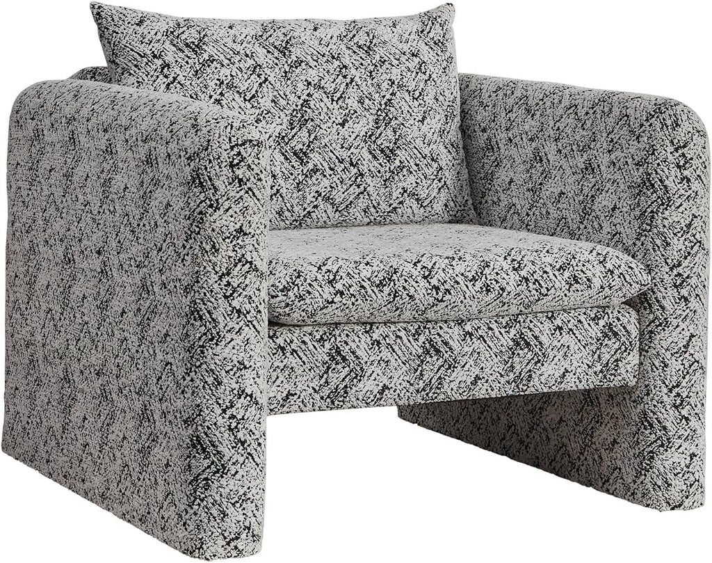 Signature Design by Ashley Kenbell Contemporary Geometric Patterned Accent Chair with Loose Cushions, Black & White