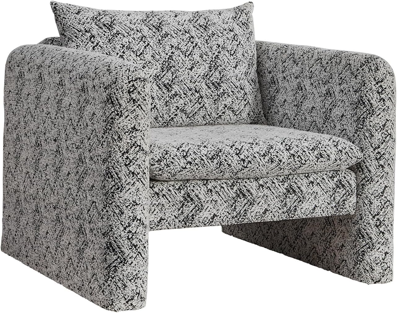 Signature Design by Ashley Kenbell Contemporary Geometric Patterned Accent Chair with Loose Cushions, Black & White