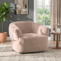 Christopher Knight Home Manie Plush Fabric 360° Swivel Accent Chair, Solid Wood Living Room Swivel Barrel Chair, Rotating Single Lounge Sofa, Comfy Reading Armchair, Beige/Camel