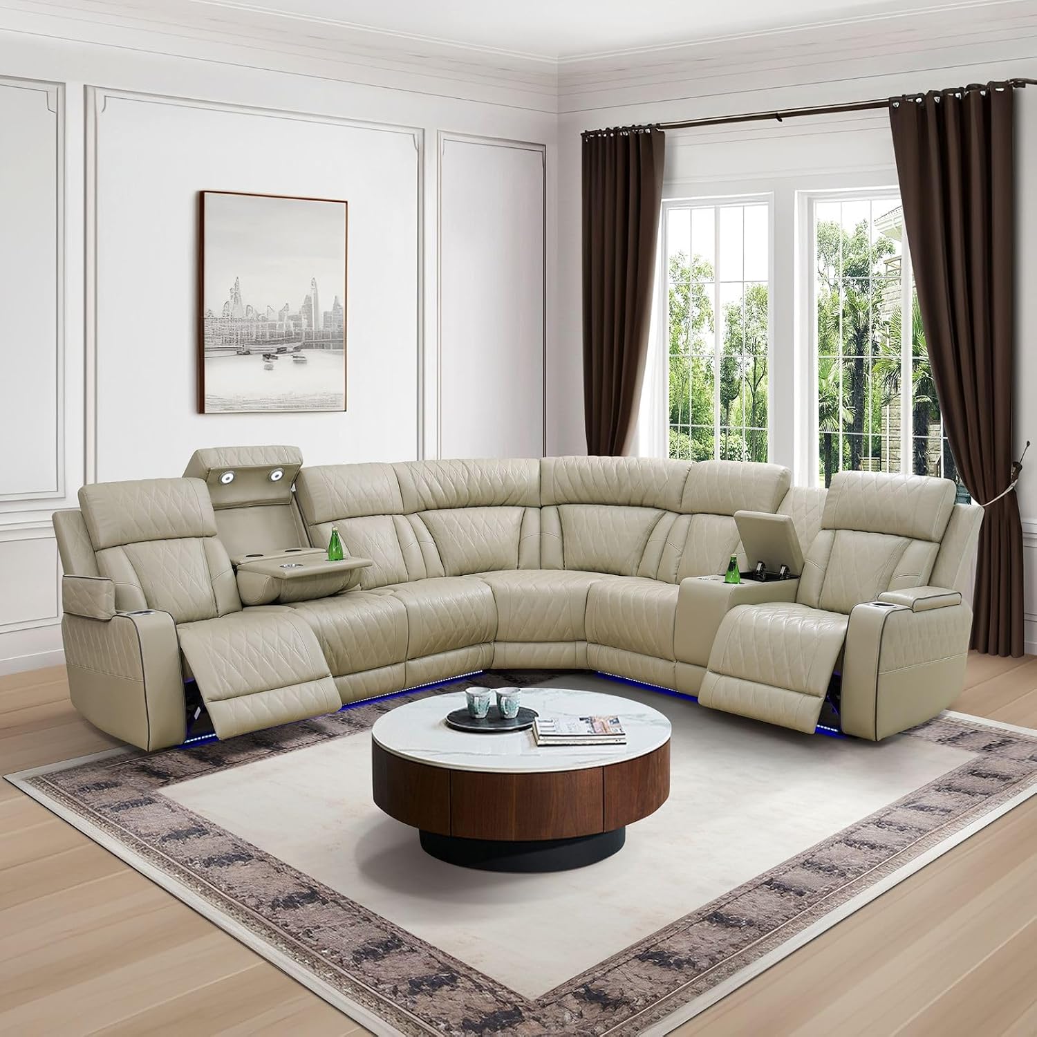 Max Power Recliner Living Room Set with LED for Living Room, Dormitory, Guest House, Playroom, Airbnb,Apartment