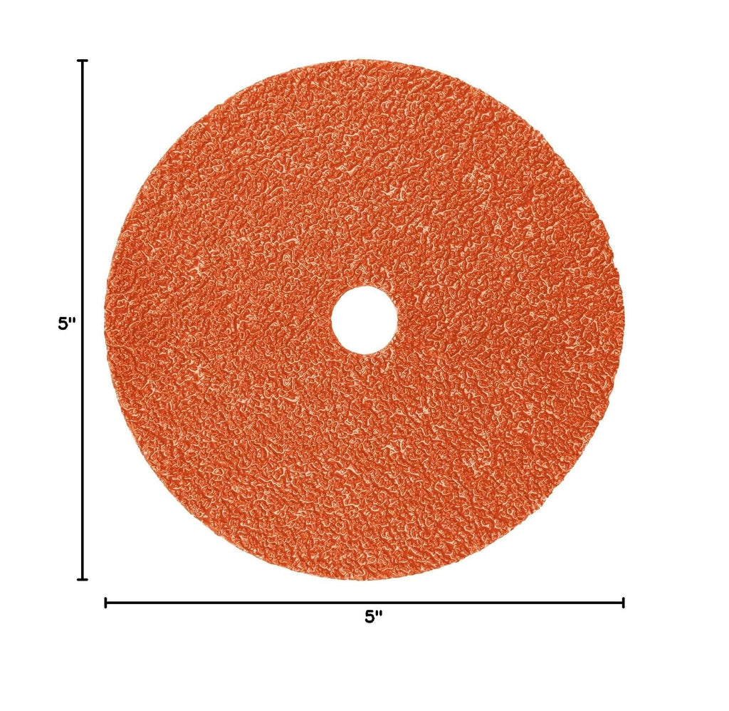 3M Fibre Disc 987C - 36+ Grit Metal Grinding Disc - Ceramic Precision Shaped Grain - For Angle Grinders - 5' x 7/8' Center Hole (Pack of 25)