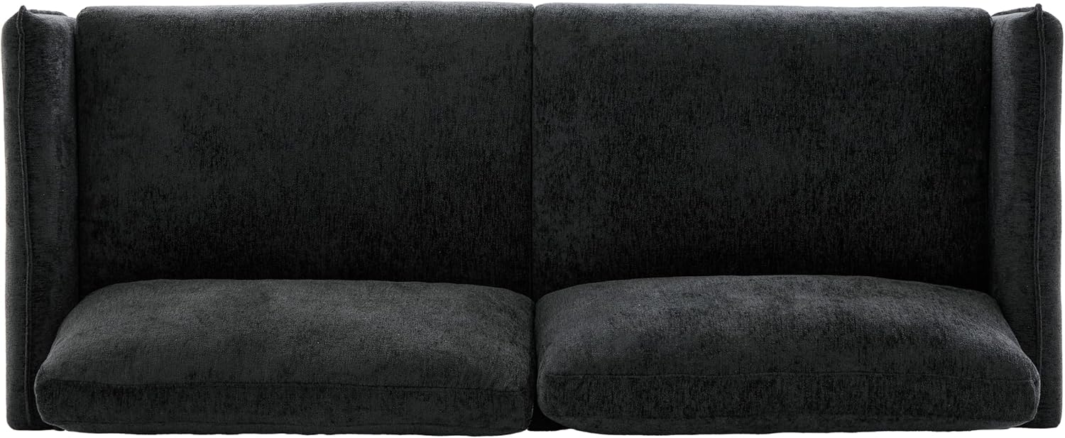 Christopher Knight Home Brena Modern Chenille Upholstered Loveseat Sofa, Wooden 2 Seater Sofa Couch with Deep Seat, Comfy Cloud Couch for Living Room, Bedroom, Home Office, Black