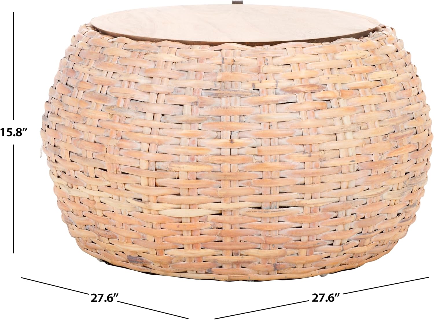 Safavieh Home Klarysa Natural White Wash Wood and Rattan Storage Coffee Table