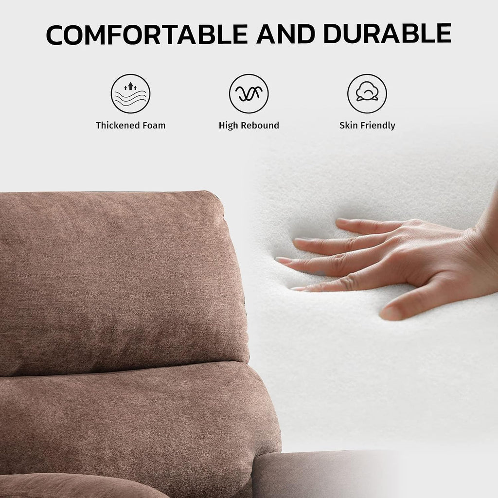 EBELLO Power Recliner Chair, Electric Recliner, Breathable Fabric Single Overstuffed Recliner Sofa with USB Charge Port for Elderly Living Room, Bedroom, Brown