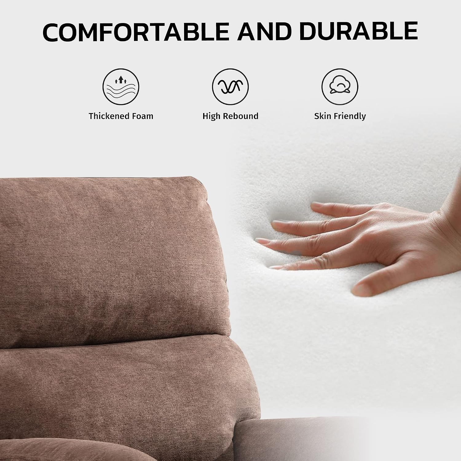 EBELLO Power Recliner Chair, Electric Recliner, Breathable Fabric Single Overstuffed Recliner Sofa with USB Charge Port for Elderly Living Room, Bedroom, Brown