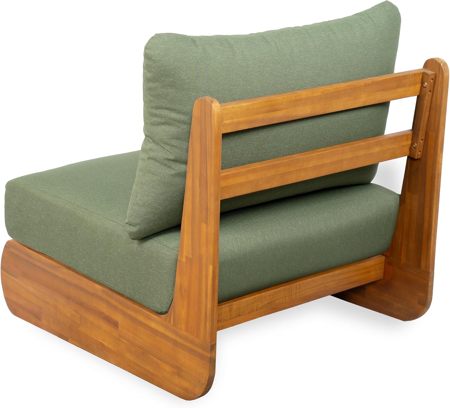 Christopher Knight Home Poppy Outdoor Club Chair with Water Resistant, Acacia Wood Lounge Chair Outdoor, Patio Low Profile Accent Chair, Comfy Reading Chair for Garden Backyard, Teak + Green