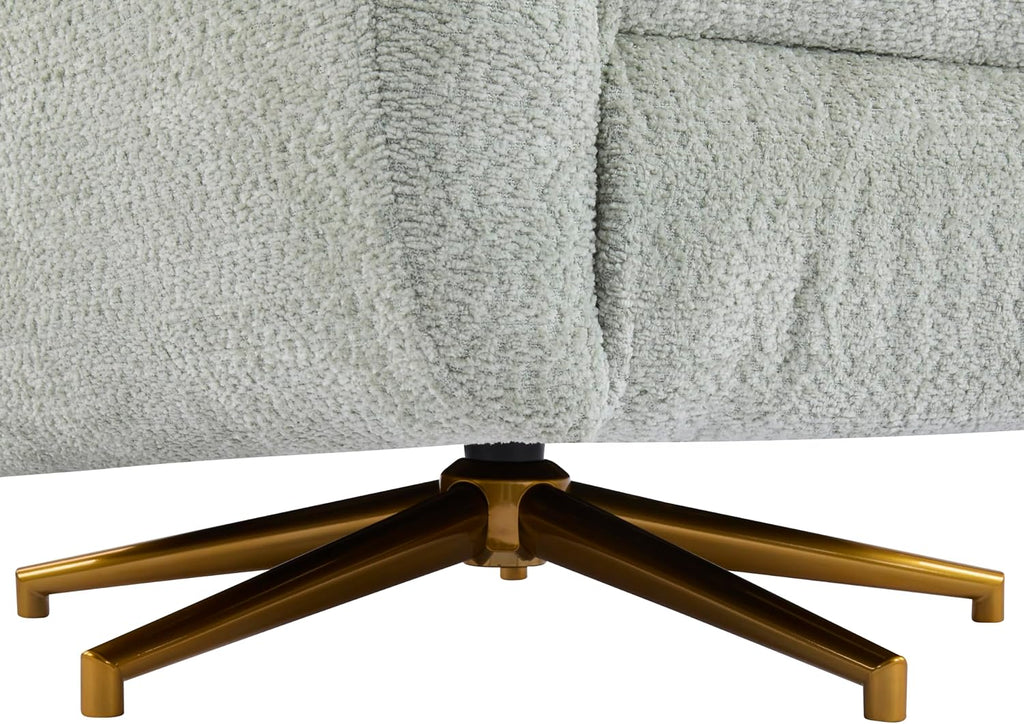 Christopher Knight Home Dolia Boucle Upholstered 360° Swivel Chair, Push-Back Power Recliner Chair, Iron Recliner Sofa with Rotation, Living Room Lounge Sofa, Adjustable Backrest, Gold+Light Green