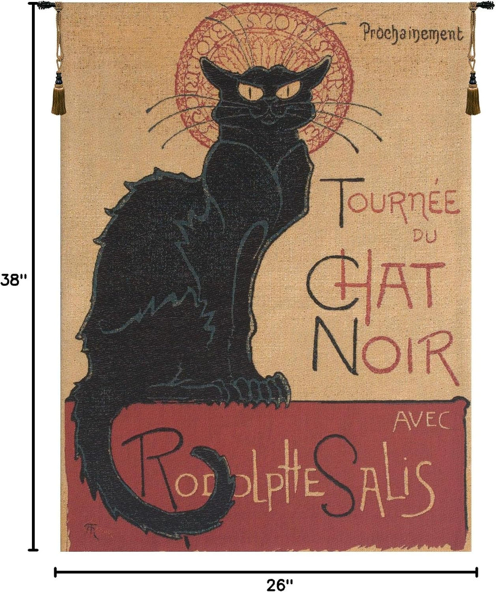 C Charlotte Home Furnishings Inc Tournee du Chat Noir I European Tapestry Wall Hanging | Viscose Cotton and Polyester Blend Wall Art | 38 in. x 26 in | Home Decor Accents | Inspired by Famous