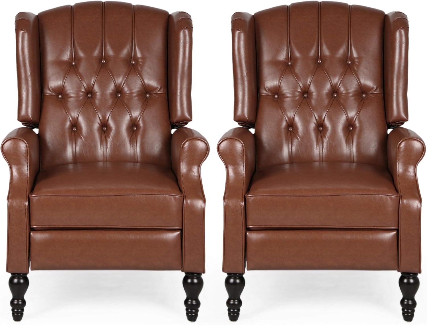 Christopher Knight Home Elaine Contemporary Tufted Recliners (Set of 2), Cognac Brown + Dark Brown