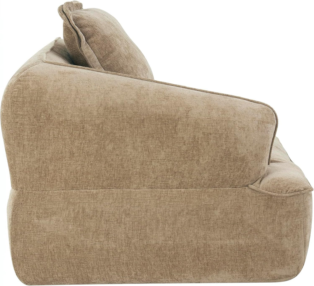 Christopher Knight Home Zacha 121' Modular L-Shape Sofa Couch with Chaise Lounge, Modern Boneless Sofa for Living Room, Fabric Upholstered Cloud Couch with Deep Seat, Dark Beige