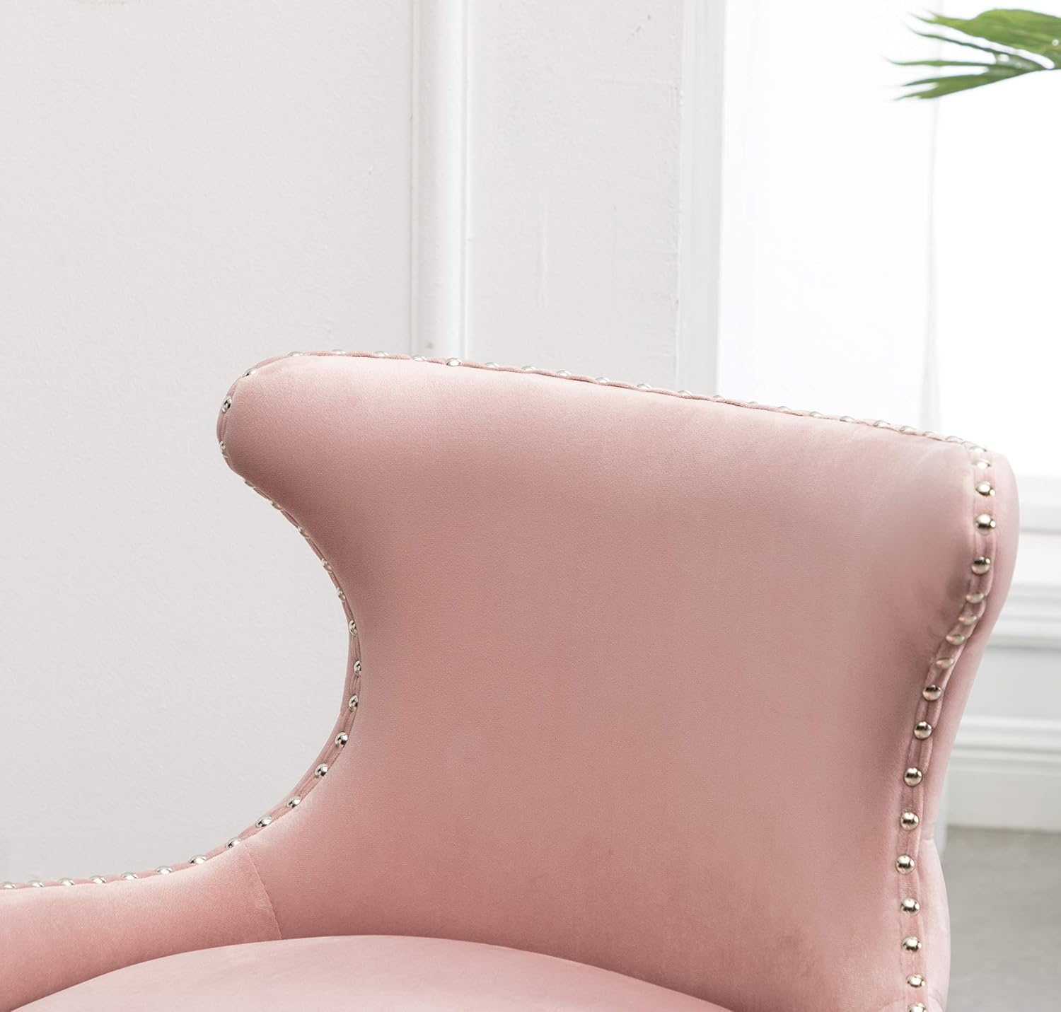 Lindale Contemporary Velvet Upholstered Nailhead Trim Accent Chair, Pink