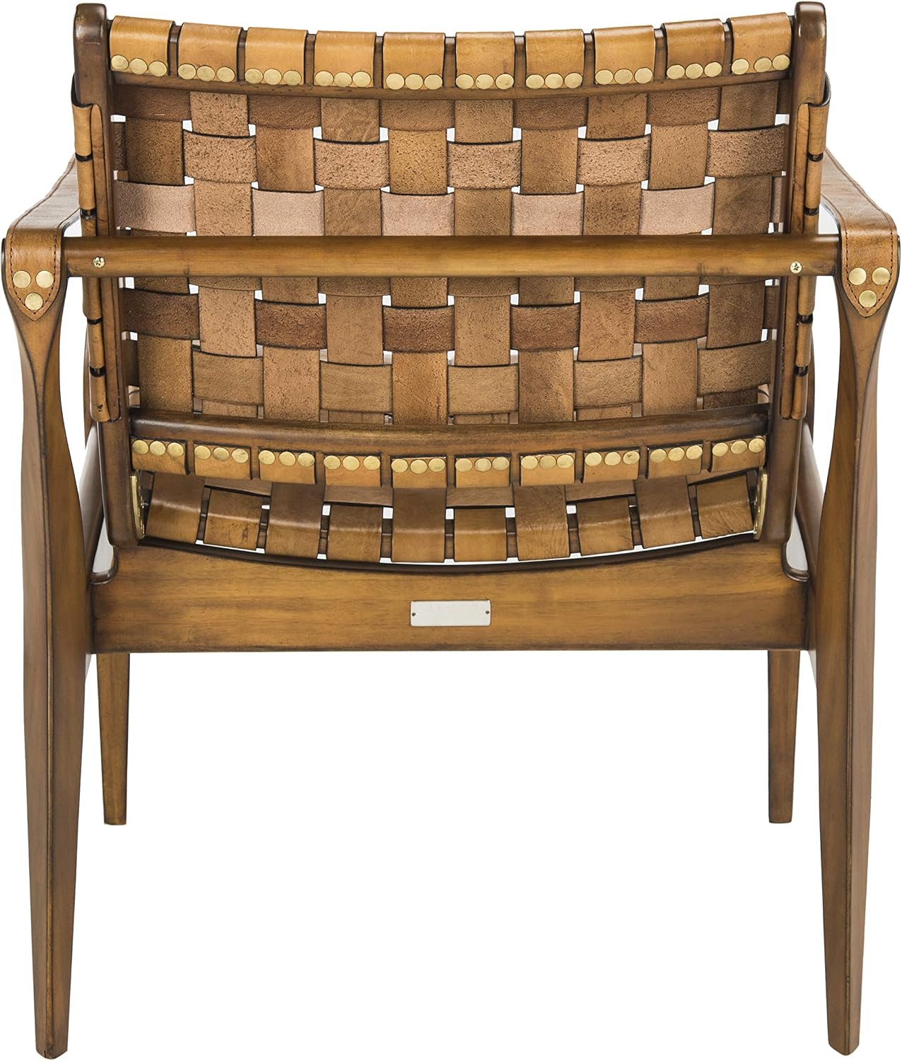 Safavieh SFV9005B Home Collection Dilan Leather Brown & Light Brown Safari Accent Chair Light