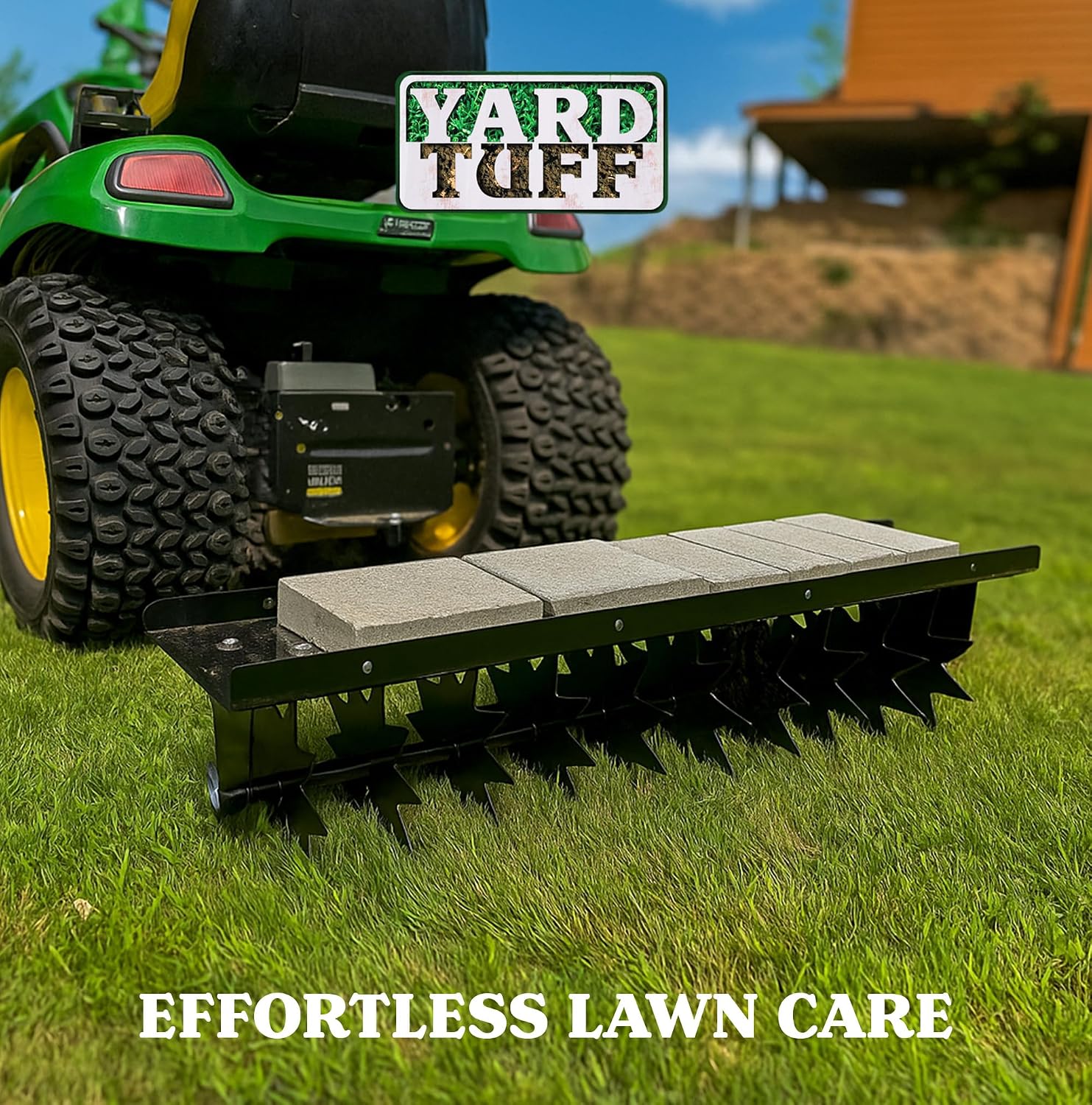 Yarn Stuff Spike Lawn Aerator, 40 Inch Wide Pin-Style Hitch with Weight Tray, Tiller for Gardening and Soil Penetration, Lawn Mower and ATV Compatible