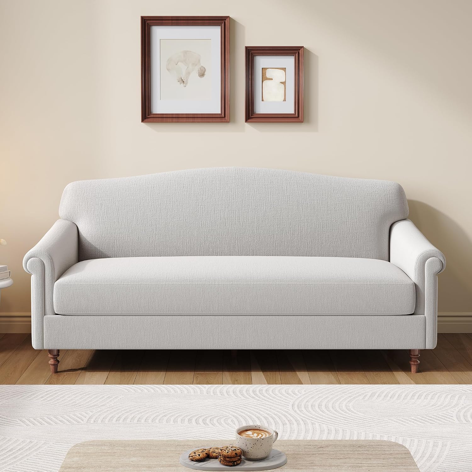 Christopher Knight Home Sola 77.5'' Modern Chenille Upholstered Loveseat Sofa with Rolled Armrest and Rubberwood Frame, 2-Seater Home Sofa Living Room, Comfy Couch for Hotel/Apartment, Light Grey