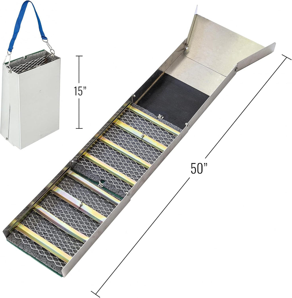 ASR Outdoor 24pc Deluxe 50' Backpack Folding Gold Sluice Box Kit Gold Prospecting Equipment Set, Khaki