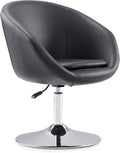 Manhattan Comfort Hopper Adjustable Swivel Accent Chair with 360° Turn, Upholstered Seat, Polished Chrome Base, Modern Bowl Design for Home Office and Living Room, Black