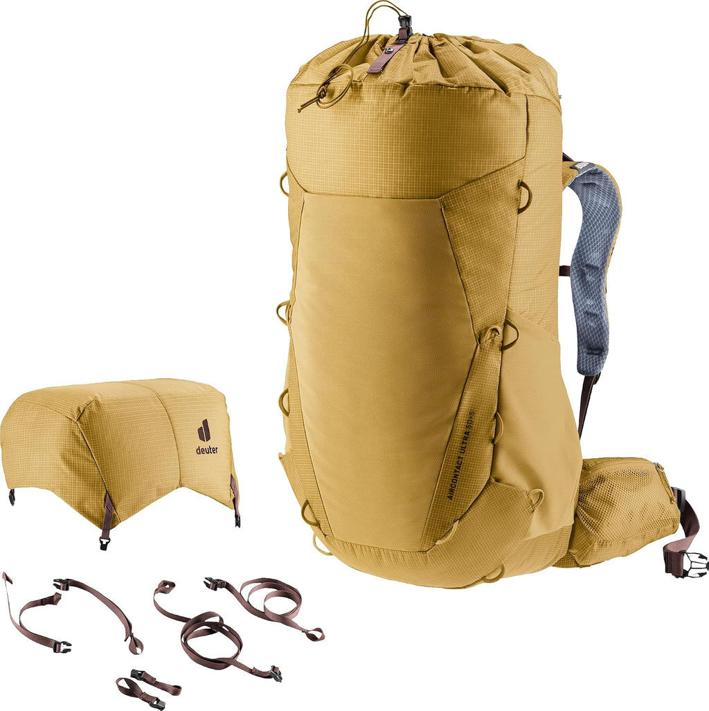 Deuter Aircontact Ultra 50 + 5L Lightweight Thru-Hiker Backpack for Backpacking & Long-Distance Hiking & Travel - Savanna-Raisin