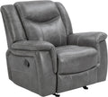 Coaster Home Furnishings - Conrad - Leatherette Upholstered Glider Recliner Chair with Overstuffed Arms, Pocket Coil Seating, and Ergonomic Lever - Living Room - 33-Inch - Gray - 650356