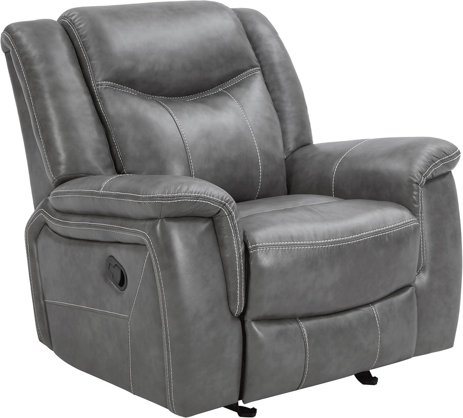 Coaster Home Furnishings - Conrad - Leatherette Upholstered Glider Recliner Chair with Overstuffed Arms, Pocket Coil Seating, and Ergonomic Lever - Living Room - 33-Inch - Gray - 650356