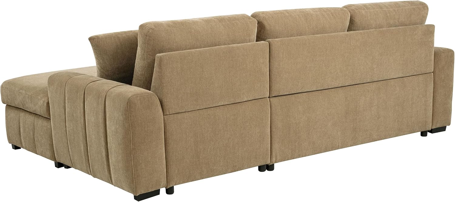 Coaster Home Furnishings - Pastrana - Wood and Fabric - Sleeper Sectional Sofa with Right-arm-Facing Chaise, and Track Arms - Living Room - Camel - 500348