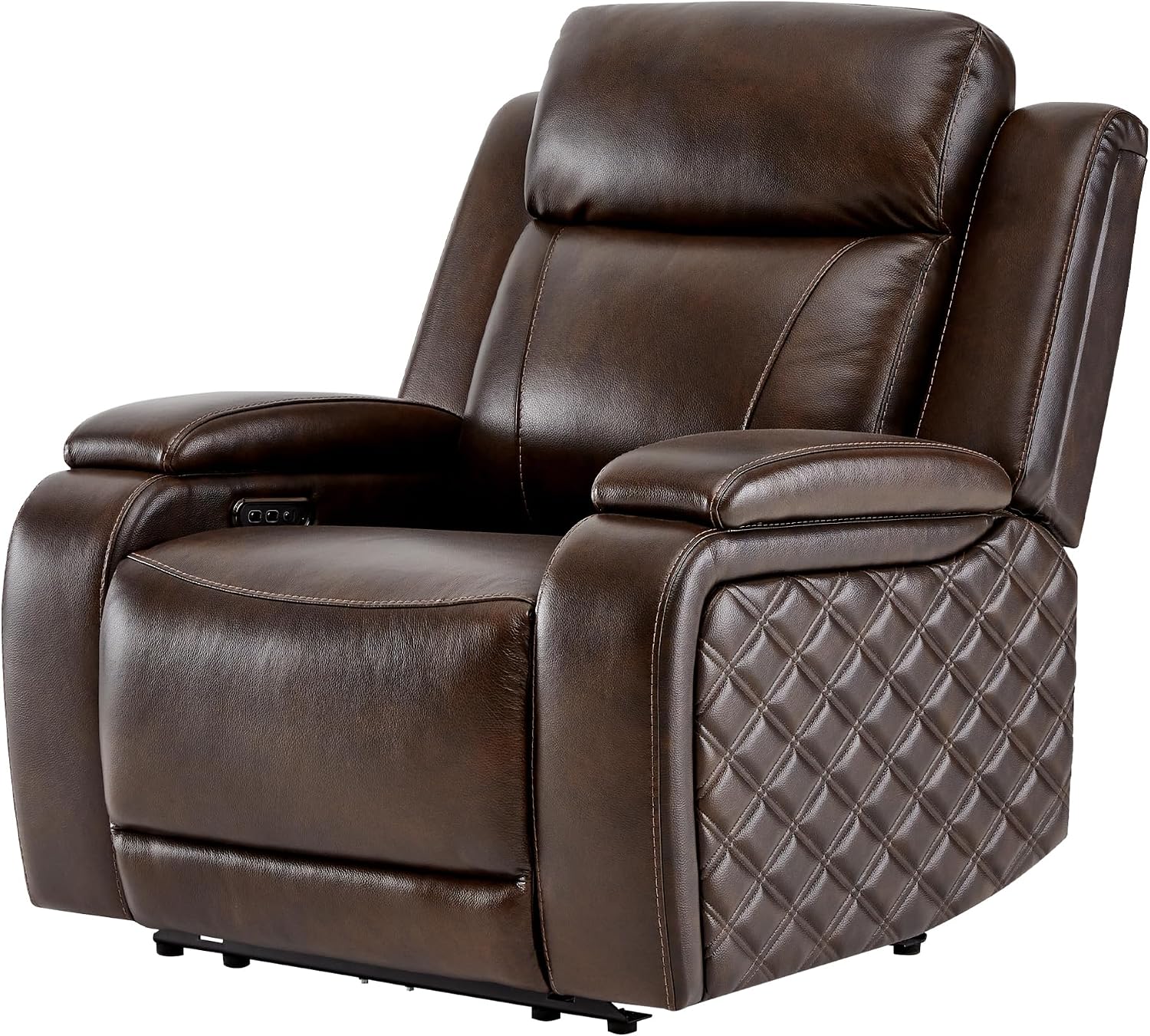 Watson & Whitely Genuine Leather Power Recliner Chairs for Adults, Zero Gravity Recliner with Power Headrest & Hidden Storage, Electric Reclining Sofa Chair for Living Room, Home Office, Dark Brown