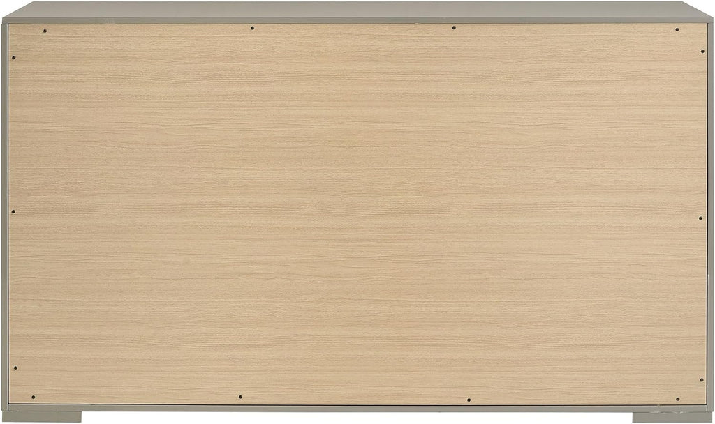 Coaster Home Furnishings - Ives - Wood - 6-Drawer Dresser with Contemporary Style, Tile Emboss, Felt-Lined Top, Metal Handles, Metal Extension Glides - Bedroom - Grey High Gloss - 224973