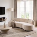 Christopher Knight Home Xata 100.75' Boucle Upholstered Sectional Sofa, Armless 3-Seater Home Sofa Living Room, Sturdy Wooden Frame Couches with Curved Design, Cloud Couch with Deep Seat, Beige