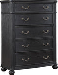 Coaster Home Furnishings Celina Traditional Wood 5-Drawer Bedroom Chest of Drawers Chiffonier Clothing Storage Cabinet Bedroom Armoire Tall Dresser Organizer Unit Black 224765
