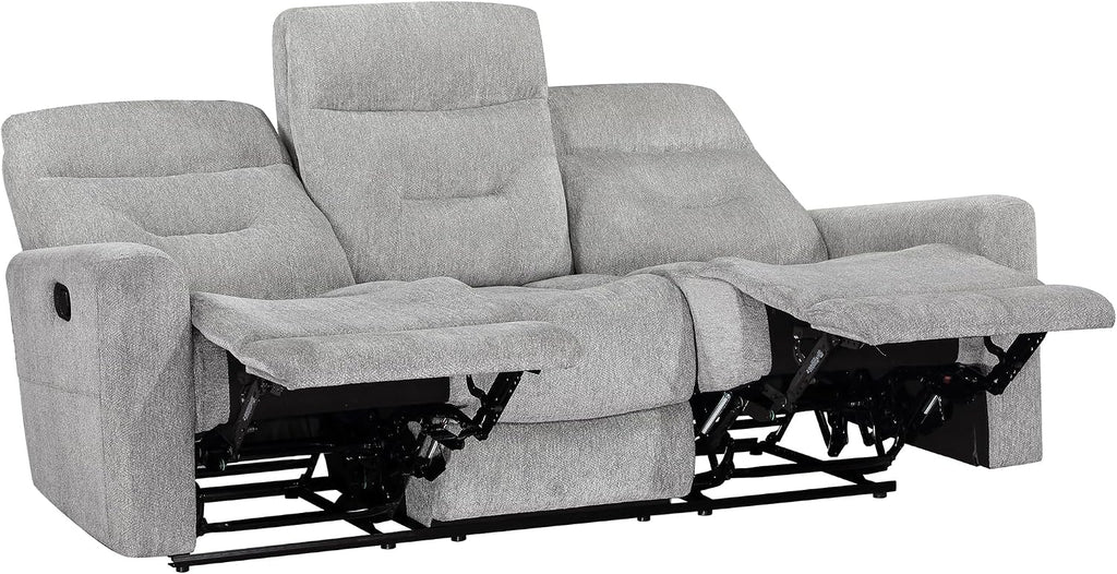 Lexicon Recliner Sofa for Living Room, Double Recliner RV Couch, Manual Wall Hugger Recliner Home Theater Seating Chenille Reclining Sofa, 81''W Sofa, Grey