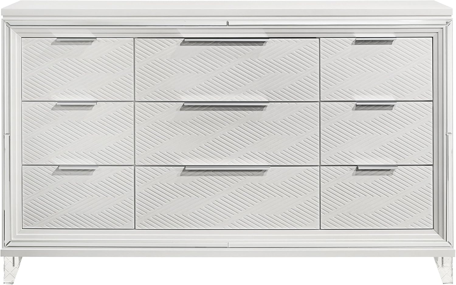 Coaster Home Furnishings Marmore Contemporary 64-inch 9-Drawer Bedroom Dresser Clothing Storage Cabinet Wide Chest of Drawers Organizer Unit White 224963