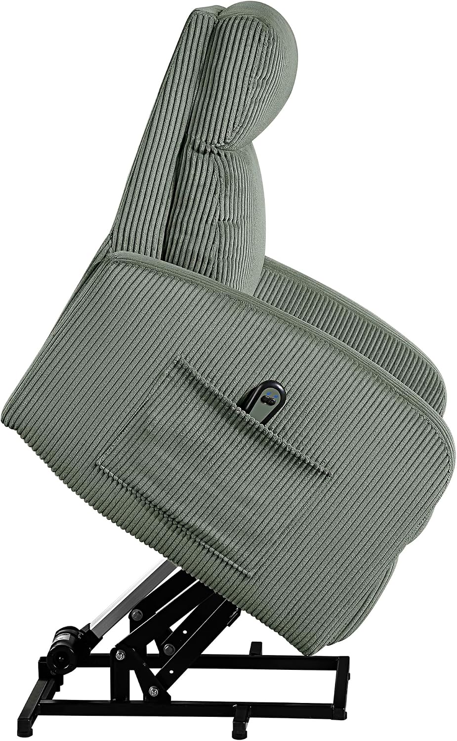 Lexicon Power Lift Recliner Chair for Elderly with Remote Control, Gentle Lift Motion, Side Pocket Armrest, Corduroy Upholstered Electric Recliner for Living Room/Bedroom, Easy Assembly, Green