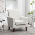 Container Furniture Direct Contemporary Accent Arm Chair with Birch Wood Frame and Velvet Upholstery, Armchair for Office and Living Room Decor, Removable Cushions, Beige