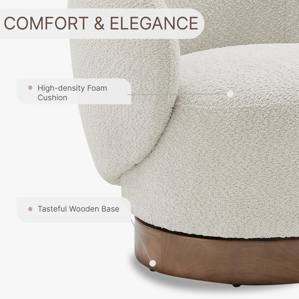 KISLOT Swivel Accent Chair Round Barrel Armchair Upholstered Performance Fabric for Living Room Bedroom Reading Waitingroom,2 PCS,Cream