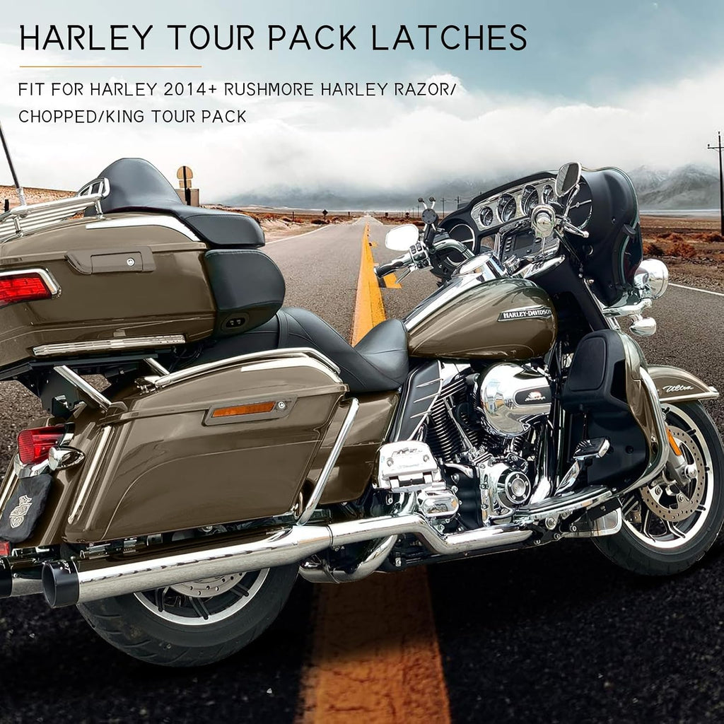 Tour Pack Latches River Rock Gray,Tour Pack Trunk Lid Latch with Keys Fit for Harley Touring/Road King/Road Glide/Street Glide/Electra Glide/Ultra-Classic 2014+