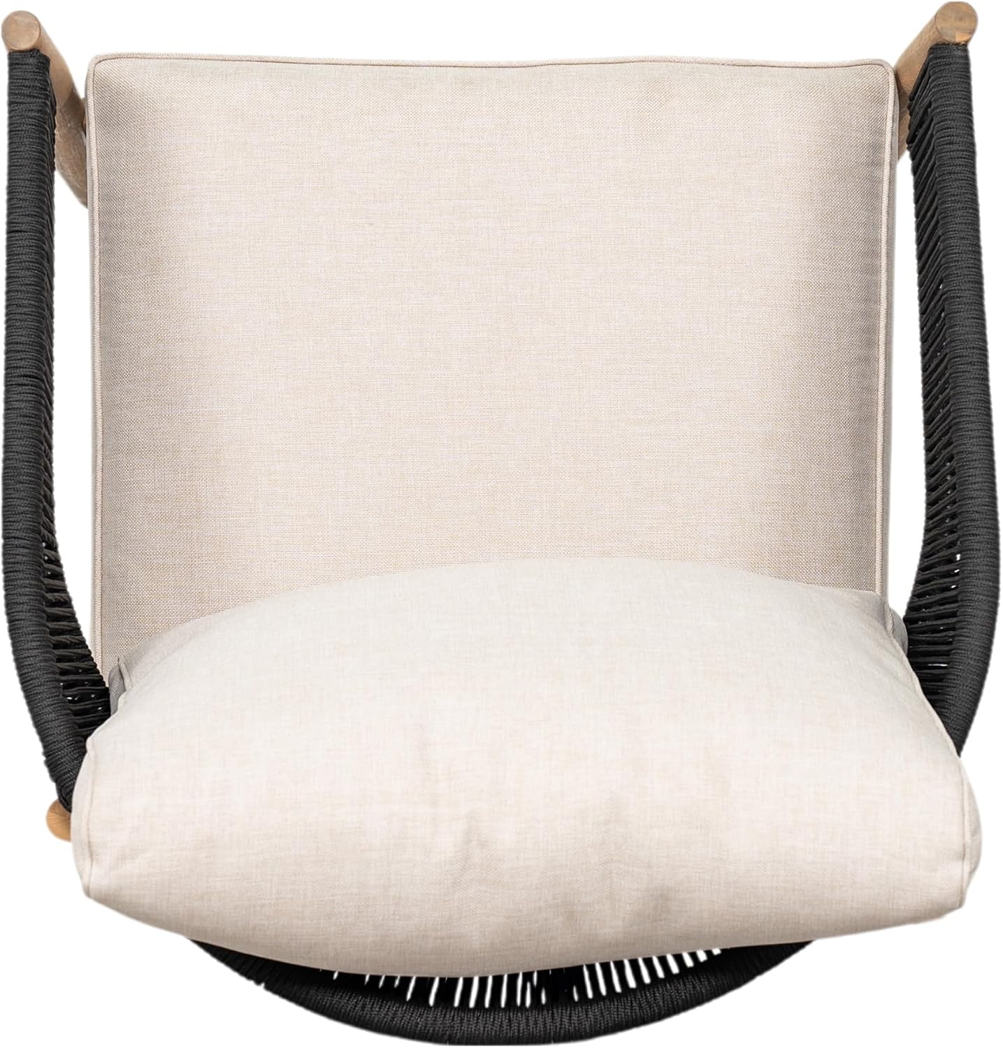 Christopher Knight Home Naomi Set of 2 Patio Acacia Wood Club Chair with Cushions, Handwoven Rope Lounge Chair Outdoor for Porch/Backyard, Stylish Garden Seating with Curved Backrest, Beige + Black