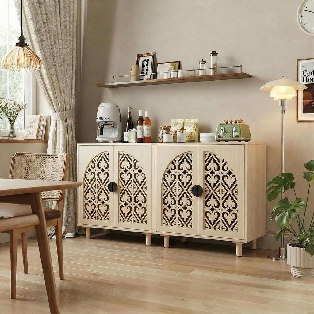 Decorative Storage Cabinet, Sideboard with Magnetic Latch, Adjustable Shelf, 29.8 x 15.7 x 31.5 Inches (2 Piece)