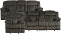 Lexicon Reclining Living Room Set, Manual Reclining Sofas, Couches for Living Room, Includes Reclining Sofa, Dual Glider Recliner Loveseat and Glider Recliner, 3-Piece Set, Chocolate